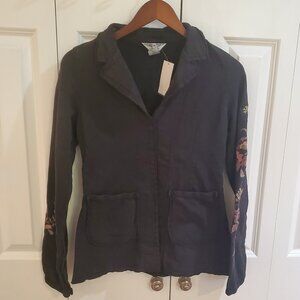 Hard Tail embroidered cotton jacket black medium NWT